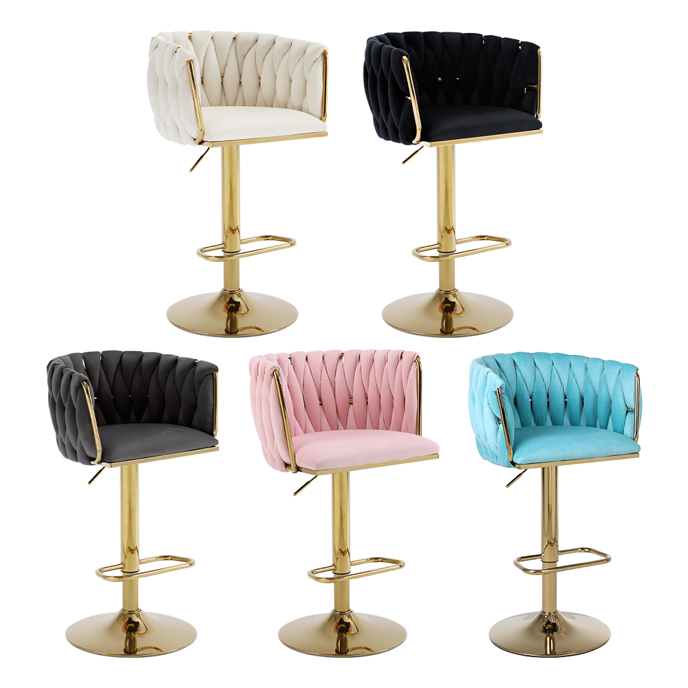 Swivel velvet gold frame bar stool